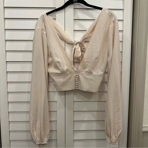 Nasty Gal halter tie top in cream, US size 4